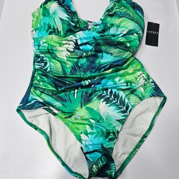 Lauren Ralph Lauren Tropical Printed Square-Ring One-Piece Swimsuit - Picture 5 of 12